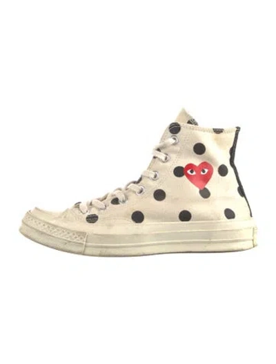 Pre-owned Comme Des Garçons Play X Converse Canvas Polka Dot Print Sneakers In Neutral