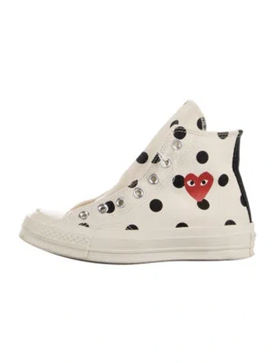 Pre-owned Comme Des Garçons Play X Converse Canvas Polka Dot Print Sneakers In Neutral