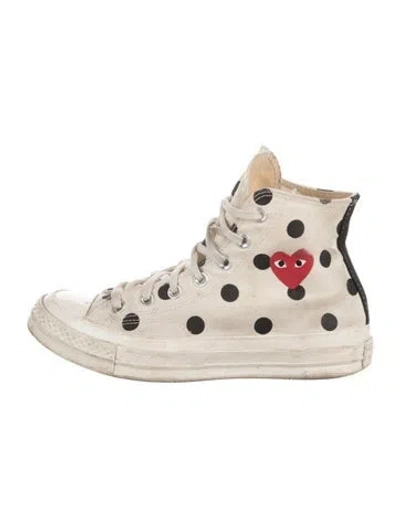 Pre-owned Comme Des Garçons Play X Converse Canvas Polka Dot Print Sneakers In Neutral