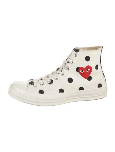 Pre-owned Comme Des Garçons Play X Converse Canvas Polka Dot Print Sneakers In Neutrals