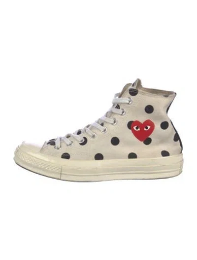 Pre-owned Comme Des Garçons Play X Converse Canvas Polka Dot Print Sneakers In Neutrals