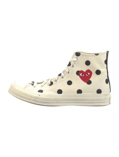 Pre-owned Comme Des Garçons Play X Converse Canvas Polka Dot Print Sneakers In Neutrals