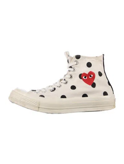 Pre-owned Comme Des Garçons Play X Converse Canvas Polka Dot Print Sneakers In Neutrals