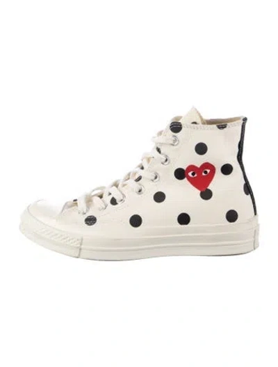 Pre-owned Comme Des Garçons Play X Converse Canvas Polka Dot Print Sneakers In Neutrals/white