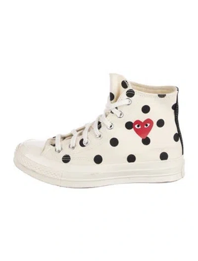 Pre-owned Comme Des Garçons Play X Converse Canvas Polka Dot Print Sneakers In Neutrals/white