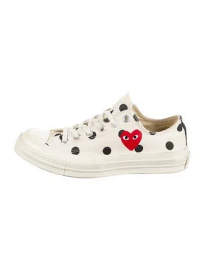 Pre-owned Comme Des Garçons Play X Converse Canvas Polka Dot Print Sneakers In White