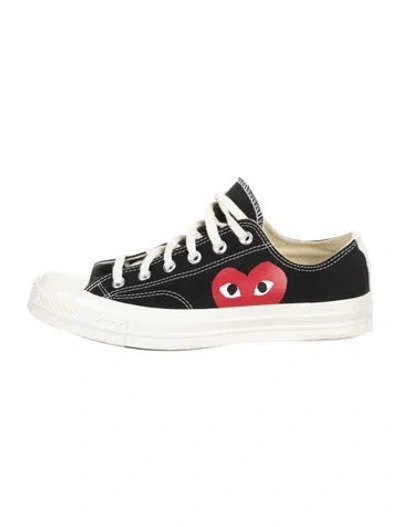 Pre-owned Comme Des Garçons Play X Converse Canvas Printed Sneakers In Black