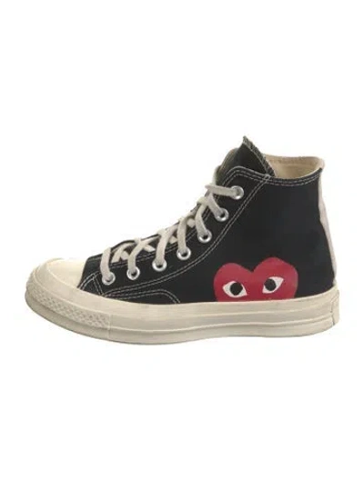Pre-owned Comme Des Garçons Play X Converse Canvas Printed Sneakers In Black