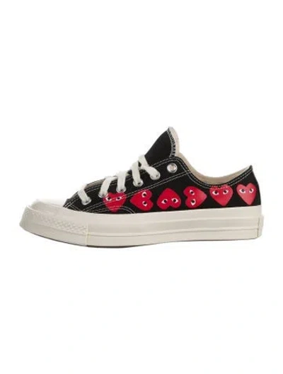 Pre-owned Comme Des Garçons Play X Converse Canvas Printed Sneakers In Black