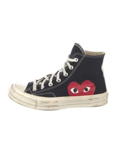 Pre-owned Comme Des Garçons Play X Converse Canvas Printed Sneakers In Black