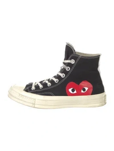 Pre-owned Comme Des Garçons Play X Converse Canvas Printed Sneakers In Black