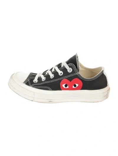 Pre-owned Comme Des Garçons Play X Converse Canvas Printed Sneakers In Black