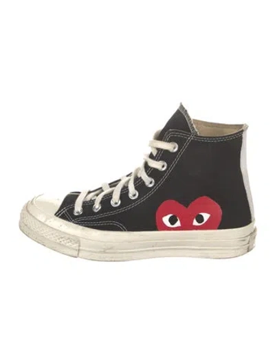 Pre-owned Comme Des Garçons Play X Converse Canvas Printed Sneakers In Black