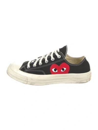 Pre-owned Comme Des Garçons Play X Converse Canvas Printed Sneakers In Black