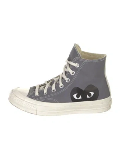 Pre-owned Comme Des Garçons Play X Converse Canvas Printed Sneakers In Gray