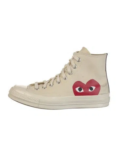 Pre-owned Comme Des Garçons Play X Converse Canvas Printed Sneakers In Neutral