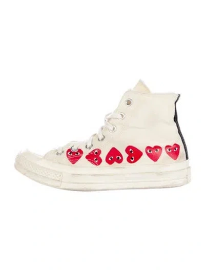 Pre-owned Comme Des Garçons Play X Converse Canvas Printed Sneakers In Neutral