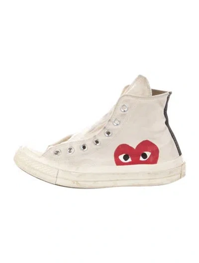 Pre-owned Comme Des Garçons Play X Converse Canvas Printed Sneakers In Neutral