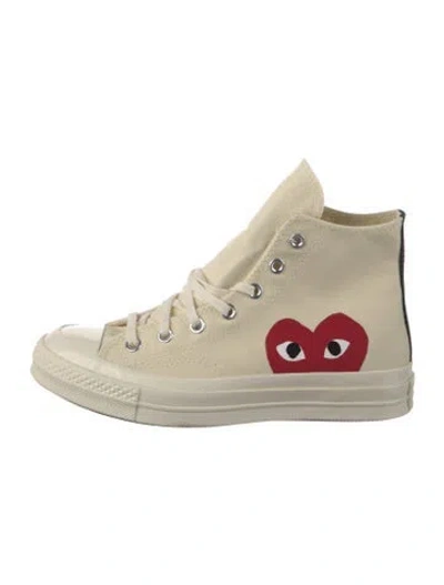 Pre-owned Comme Des Garçons Play X Converse Canvas Printed Sneakers In Neutral