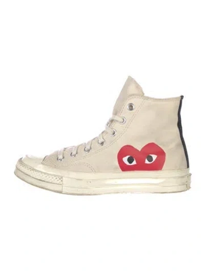 Pre-owned Comme Des Garçons Play X Converse Canvas Printed Sneakers In Neutral