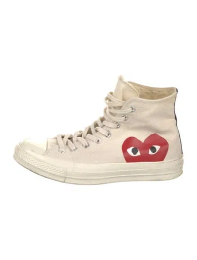 Pre-owned Comme Des Garçons Play X Converse Canvas Printed Sneakers In Neutral