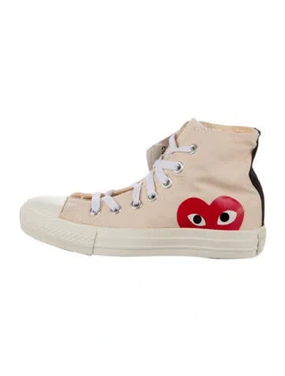 Pre-owned Comme Des Garçons Play X Converse Canvas Printed Sneakers In Neutral