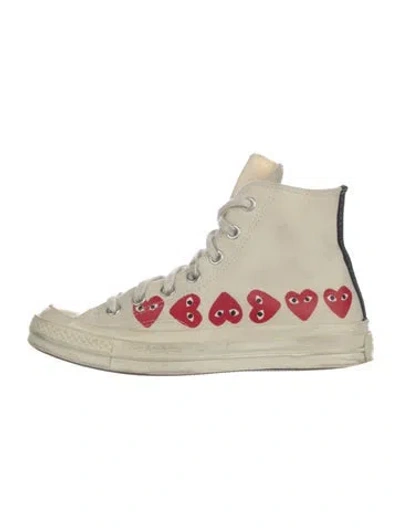 Pre-owned Comme Des Garçons Play X Converse Canvas Printed Sneakers In Neutral