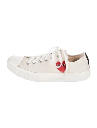 Pre-owned Comme Des Garçons Play X Converse Canvas Printed Sneakers In Neutral