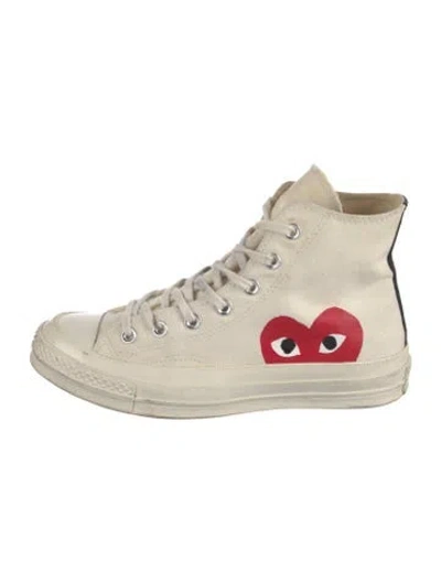 Pre-owned Comme Des Garçons Play X Converse Canvas Printed Sneakers In Neutral