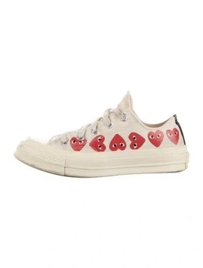 Pre-owned Comme Des Garçons Play X Converse Canvas Printed Sneakers In Neutral