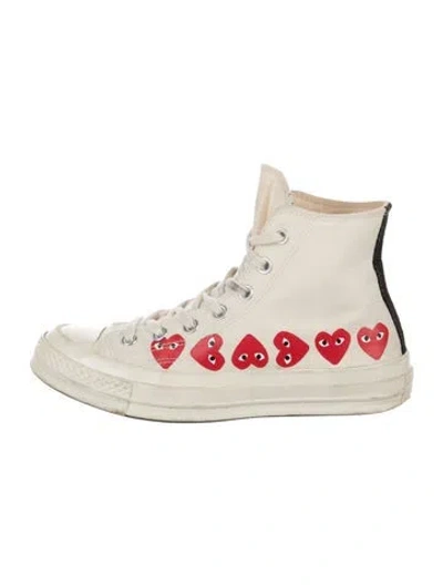 Pre-owned Comme Des Garçons Play X Converse Canvas Printed Sneakers In Neutral