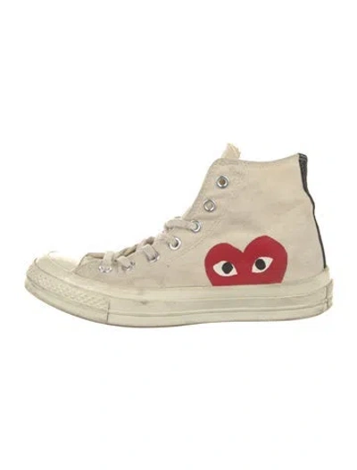 Pre-owned Comme Des Garçons Play X Converse Canvas Printed Sneakers In Neutral