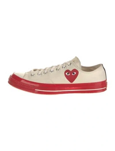 Pre-owned Comme Des Garçons Play X Converse Canvas Printed Sneakers In Neutral