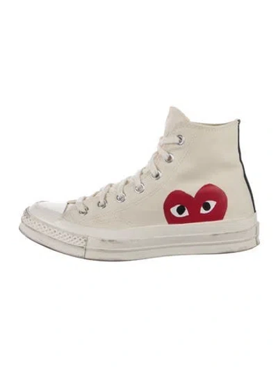Pre-owned Comme Des Garçons Play X Converse Canvas Printed Sneakers In Neutral