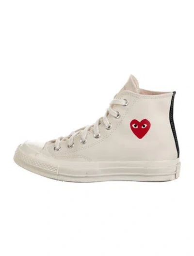 Pre-owned Comme Des Garçons Play X Converse Canvas Printed Sneakers In Neutral
