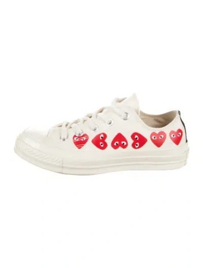 Pre-owned Comme Des Garçons Play X Converse Canvas Printed Sneakers In Neutral