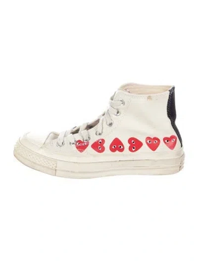 Pre-owned Comme Des Garçons Play X Converse Canvas Printed Sneakers In Neutral