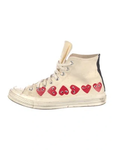 Pre-owned Comme Des Garçons Play X Converse Canvas Printed Sneakers In Neutral