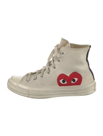 Pre-owned Comme Des Garçons Play X Converse Canvas Printed Sneakers In Neutral