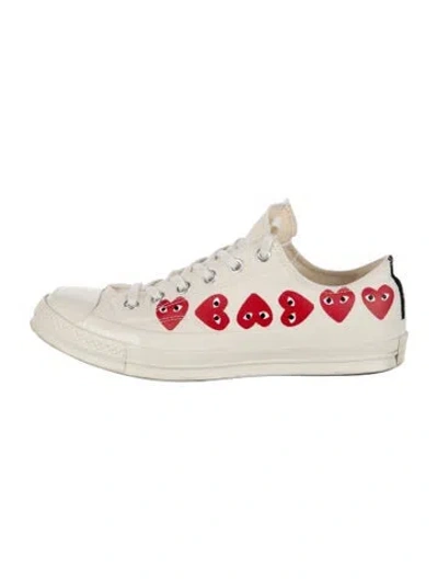 Pre-owned Comme Des Garçons Play X Converse Canvas Printed Sneakers In Neutral