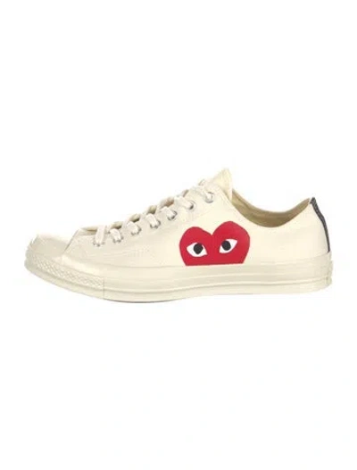 Pre-owned Comme Des Garçons Play X Converse Canvas Printed Sneakers In Neutral