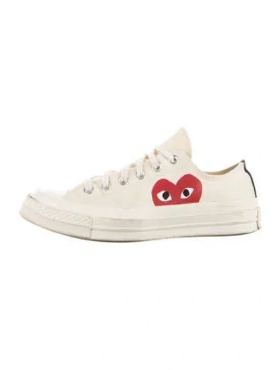 Pre-owned Comme Des Garçons Play X Converse Canvas Printed Sneakers In Neutrals
