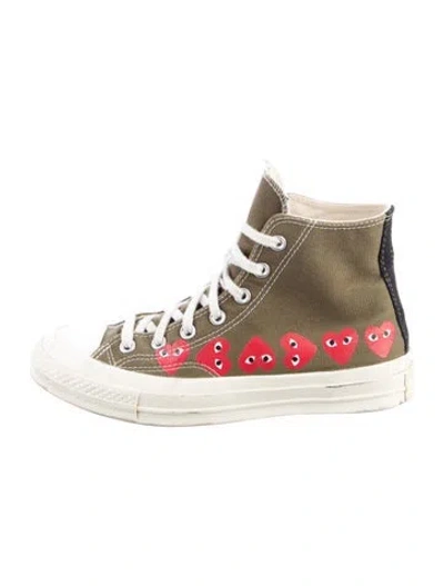 Pre-owned Comme Des Garçons Play X Converse Canvas Sneakers In Green
