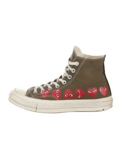 Pre-owned Comme Des Garçons Play X Converse Canvas Sneakers In Green