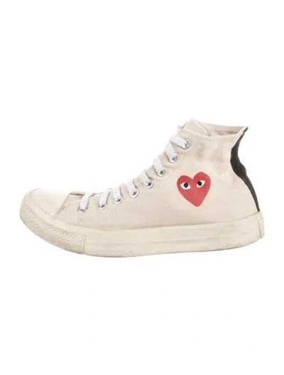 Pre-owned Comme Des Garçons Play X Converse Canvas Sneakers In Neutral