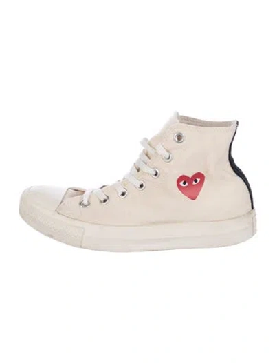Pre-owned Comme Des Garçons Play X Converse Canvas Sneakers In Neutral
