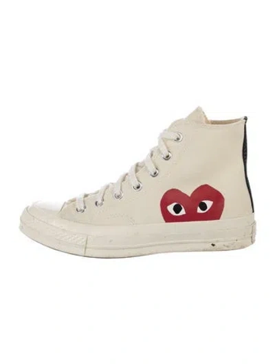 Pre-owned Comme Des Garçons Play X Converse Canvas Sneakers In Neutral