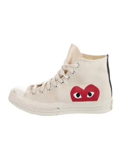 Pre-owned Comme Des Garçons Play X Converse Canvas Sneakers In Neutral