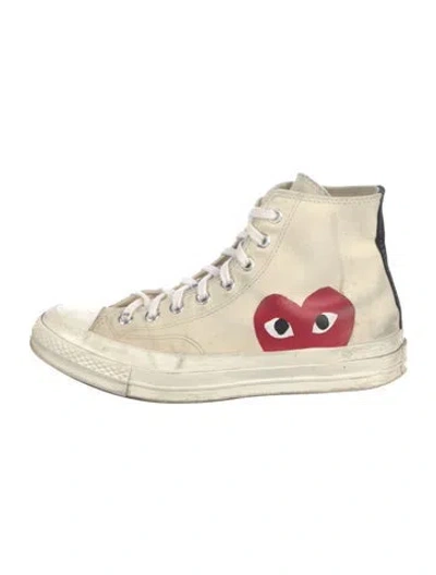 Pre-owned Comme Des Garçons Play X Converse Canvas Sneakers In Neutral