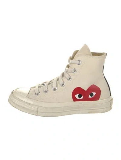 Pre-owned Comme Des Garçons Play X Converse Canvas Sneakers In White